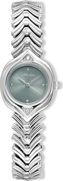 Ettika Round Case Chevron Strap Watch