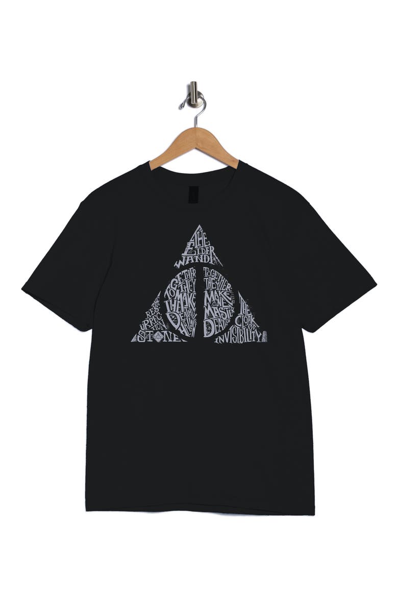 Happy Potter Deathly Hallows Graphic T-Shirt, Alternate, color, BLACK