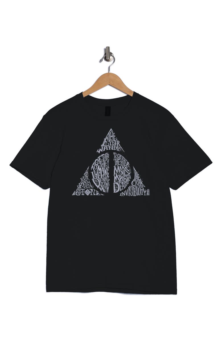 Monster Digital Happy Potter Deathly Hallows Graphic T-Shirt, Alternate, color, Black