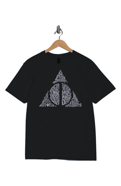 Monster Digital Happy Potter Deathly Hallows Graphic T-shirt In Black