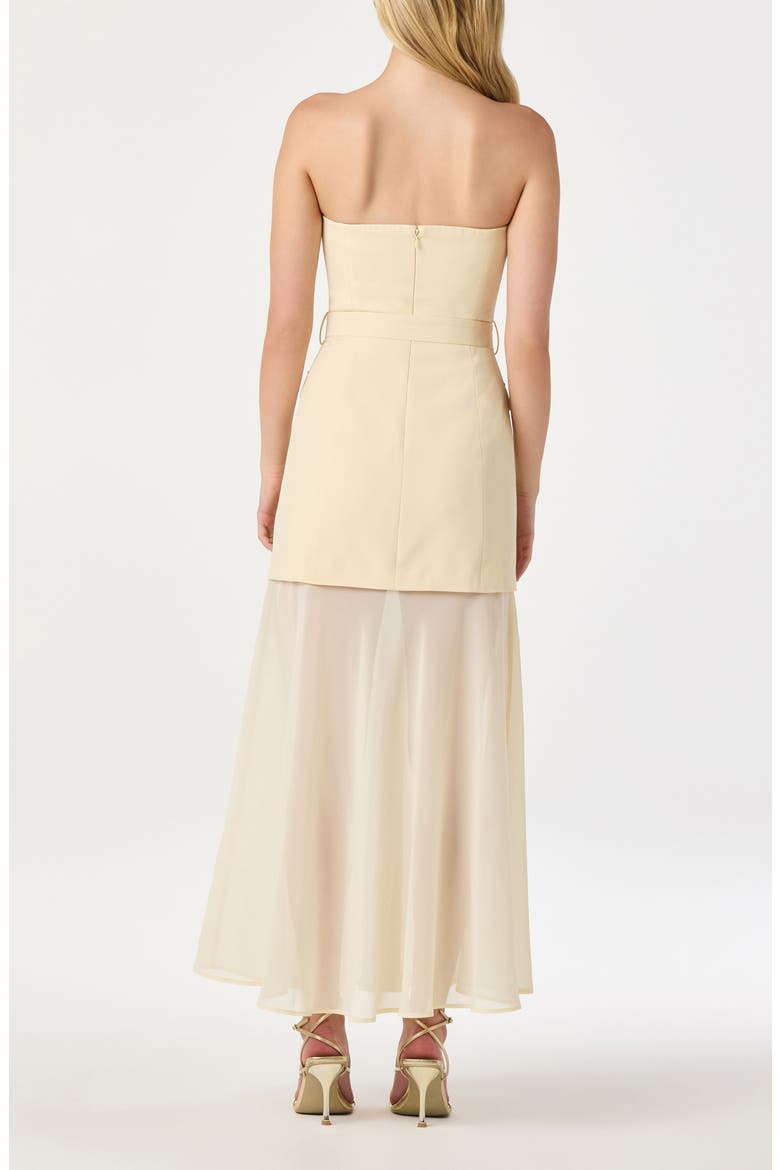 Strapless Mixed Media Belted Midi Dress, Alternate, color, BUTTERCREAM