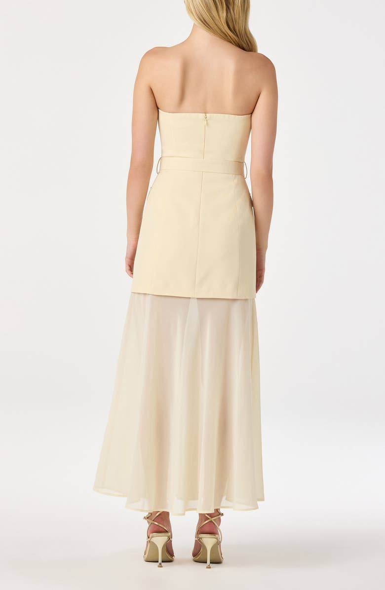 ASTR the Label Strapless Mixed Media Belted Midi Dress, Alternate, color, Buttercream