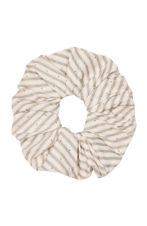 Rhinestone striped scrunchie