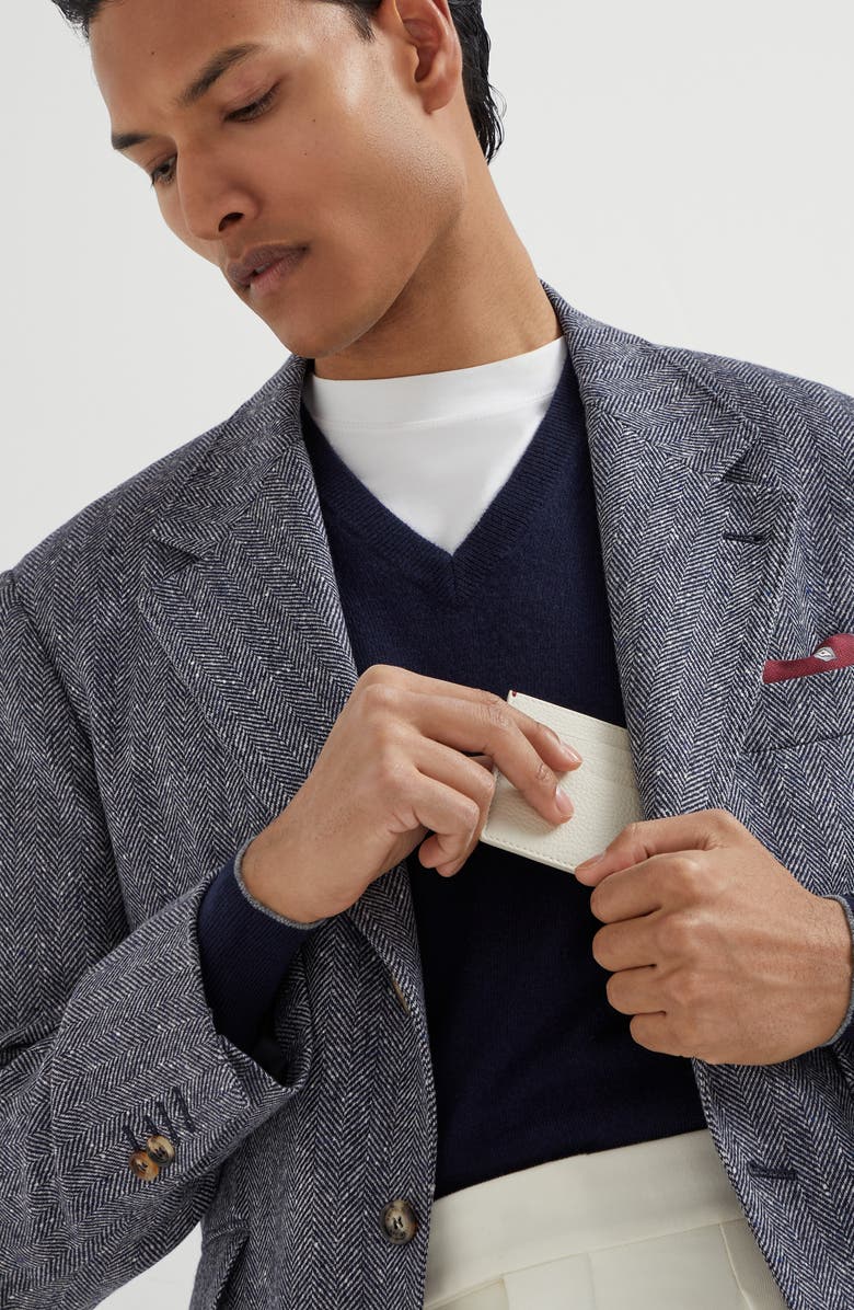 Brunello Cucinelli Calfskin card case, Alternate, color, Ivory