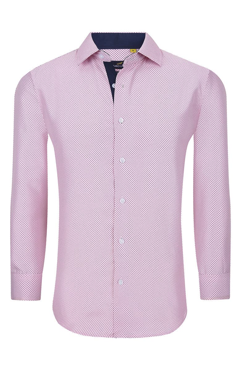 Azaro Uomo Slim Fit Dot Print Performance Dress Shirt, Alternate, color, 