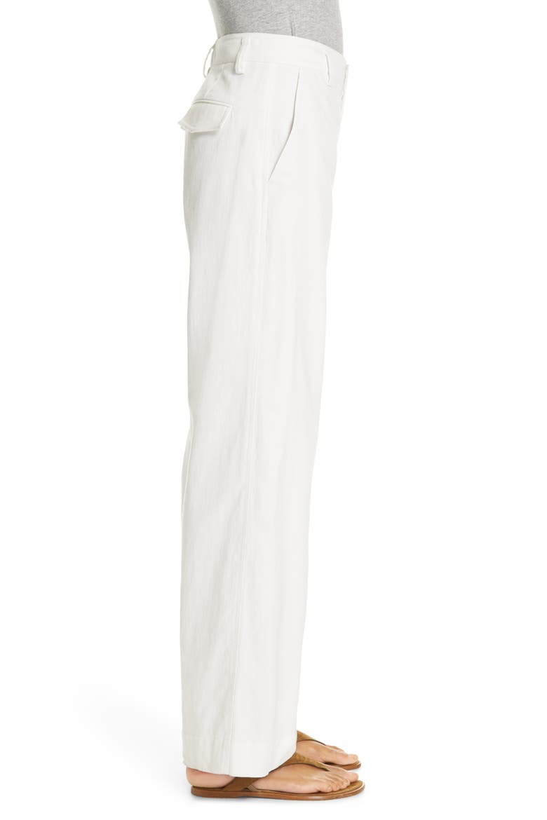 Stretch Cotton & Linen Wide Leg Trousers, Alternate, color, OFF WHITE