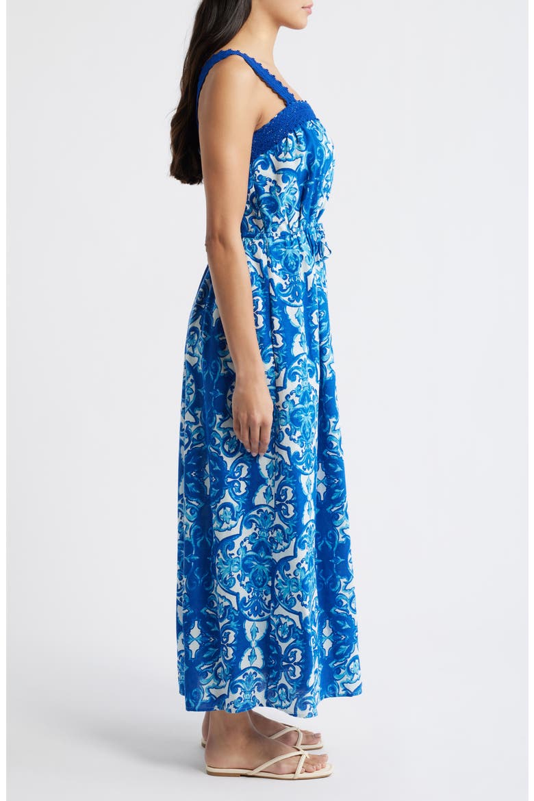 Allover Print Sleeveless Maxi Dress, Alternate, color, COBALT