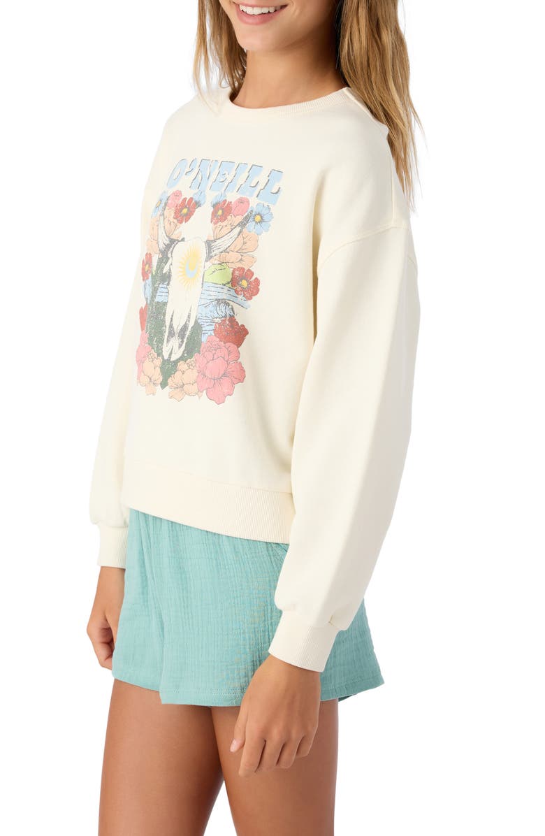 O'Neill Kids' Ana Cotton Graphic Sweatshirt, Alternate, color, Winter White
