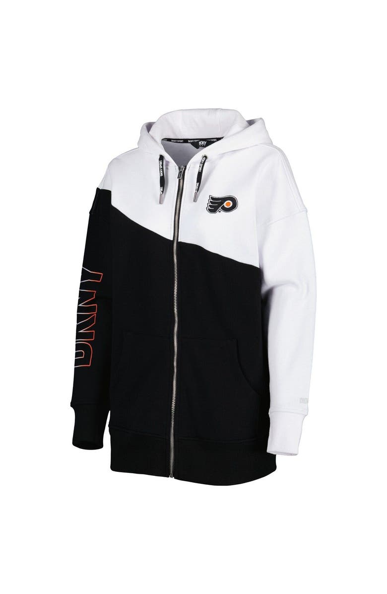 DKNY SPORT Women's DKNY Sport Black/White Philadelphia Flyers Gina Full-Zip Hoodie, Alternate, color, Black