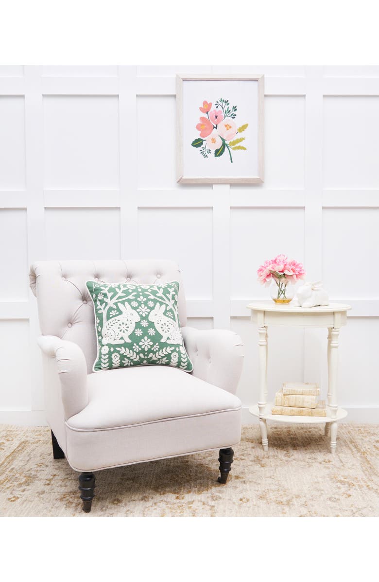 C&F Home Woodland Bunny Spring Green & White Accent Throw Pillow 18" x 18", Alternate, color, White