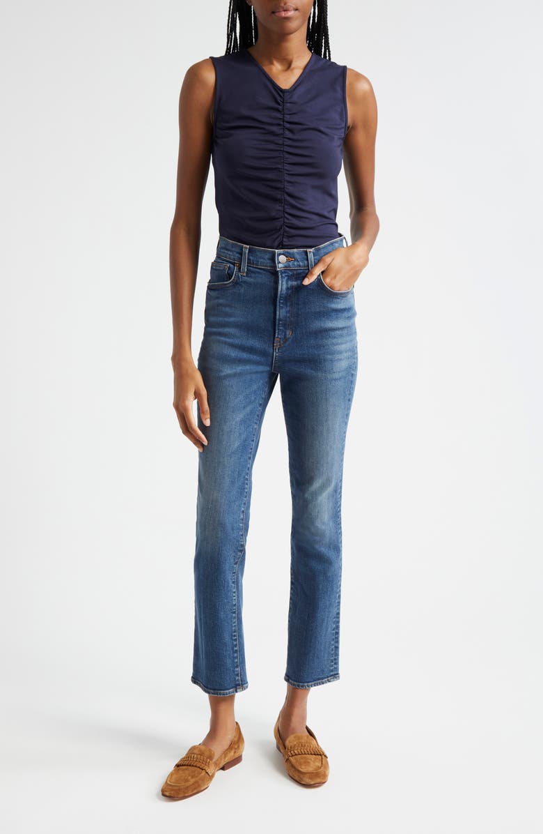 Veronica Beard Ryleigh High Waist Ankle Slim Straight Leg Jeans, Alternate, color, Vintage Rain