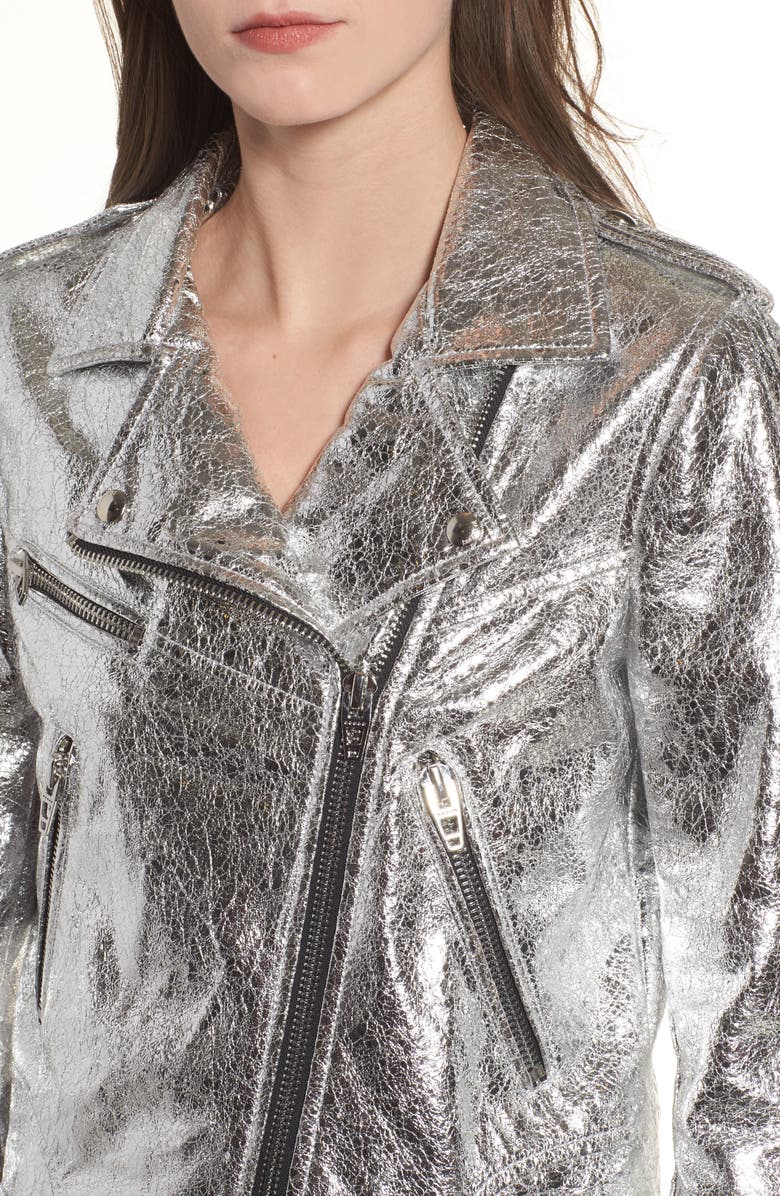 BLANKNYC Metallic Faux Leather Moto Jacket, Alternate, color, 