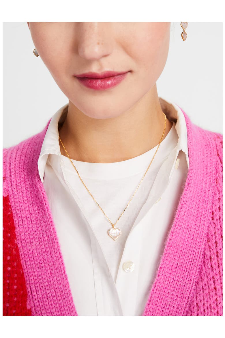 take heart mother-of-pearl pendant necklace, Alternate, color, CLEAR/ GOLD