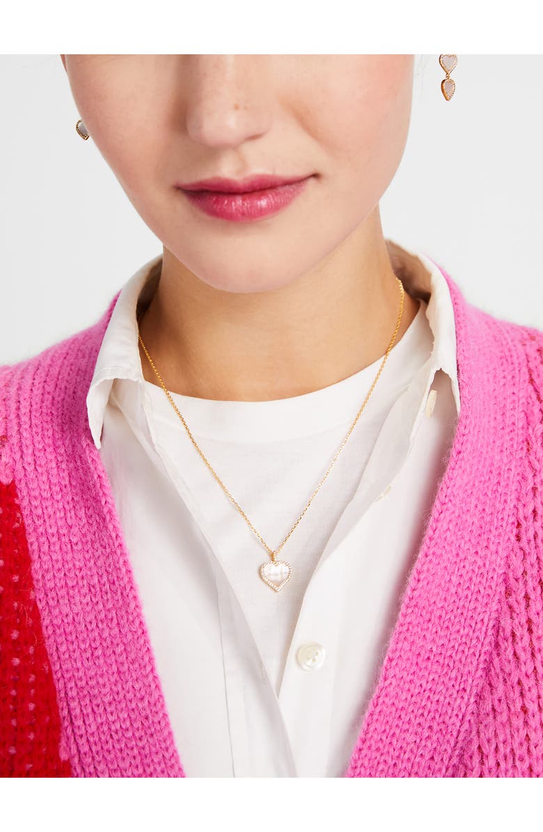 Kate Spade New York take heart mother-of-pearl pendant necklace, Alternate, color, 