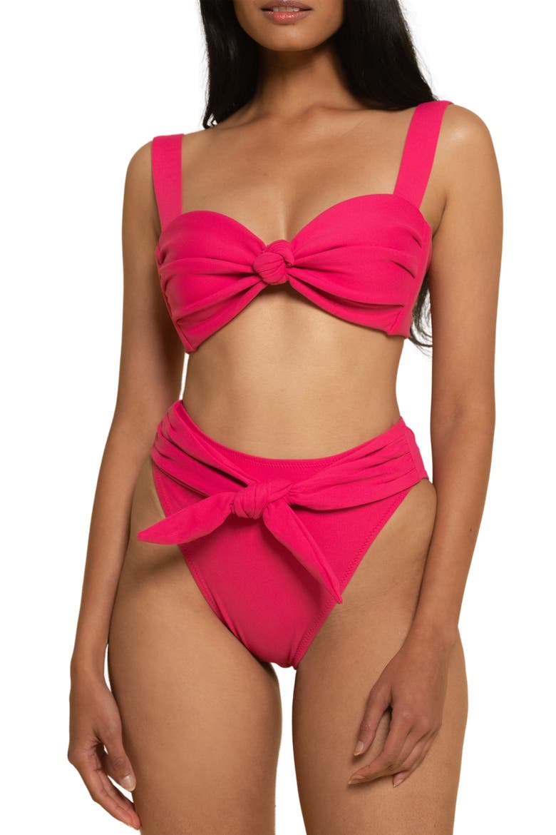 Paula Waist Tie Bikini Bottoms, Alternate, color, RASPBERRY