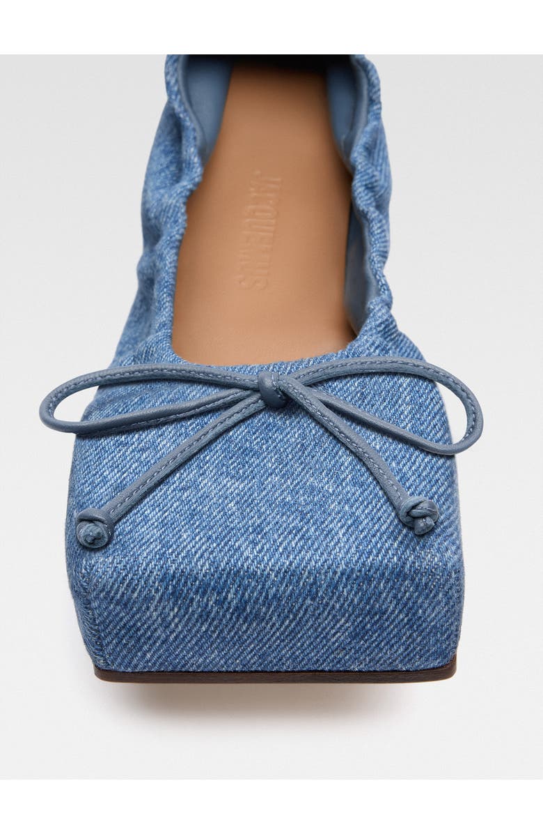 Jacquemus Les Ballerines Bow Square Toe Denim Ballet Flat, Alternate, color,