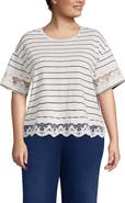 Lands' End Short Sleeve Slub Jersey Cutwork T-Shirt