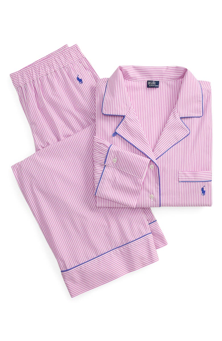 Polo Ralph Lauren Core Stripe Cotton Pajamas, Alternate, color, Violet Meadow