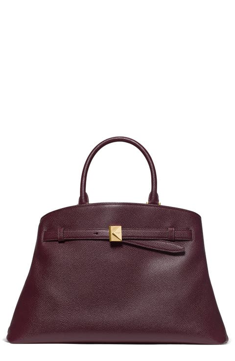 large deco pebble leather satchel