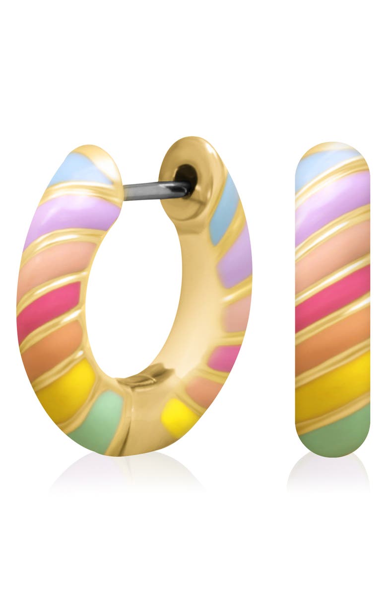 CENTRAL PARK Rainbow Enamel Tubular Hoop Earrings, Alternate, color,
