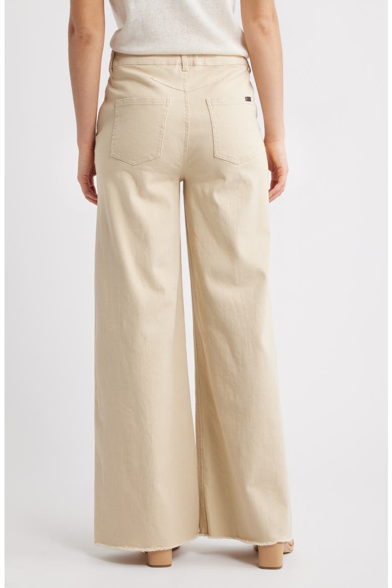 Raw Hem Wide Leg Pull-On Denim Pants, Alternate, color, ECRU