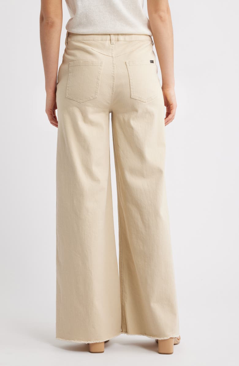 Hue Raw Hem Wide Leg Pull-On Denim Pants, Alternate, color, Ecru