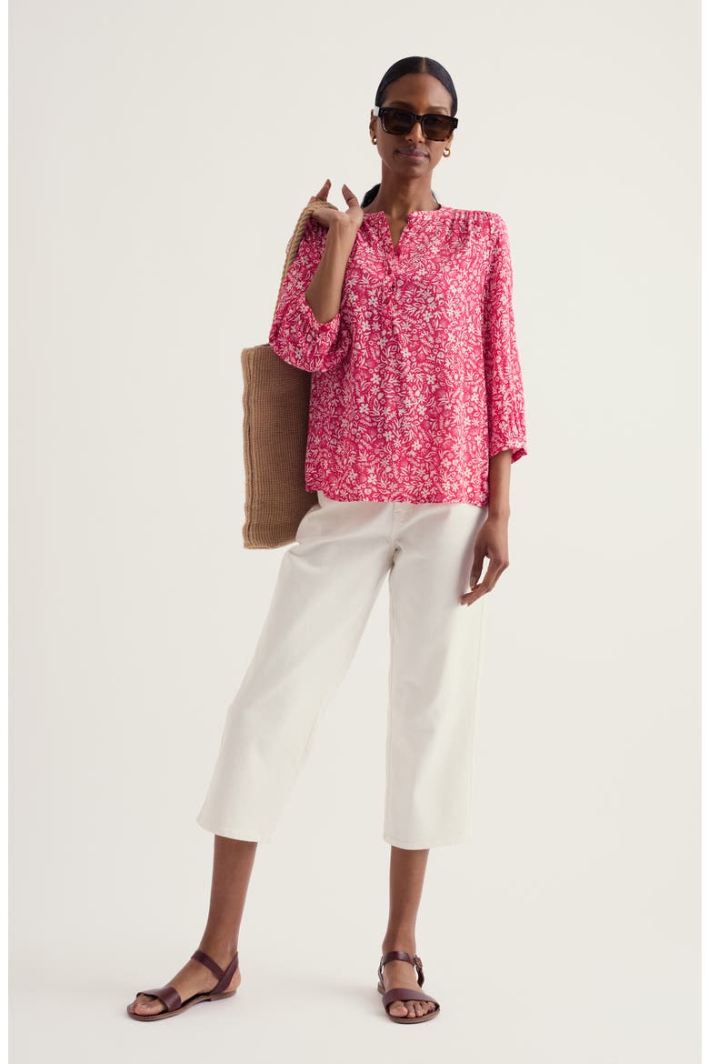 Willow Path Floral Print Popover Top, Alternate, color, PROTEA DITSY BRIGHT RADISH