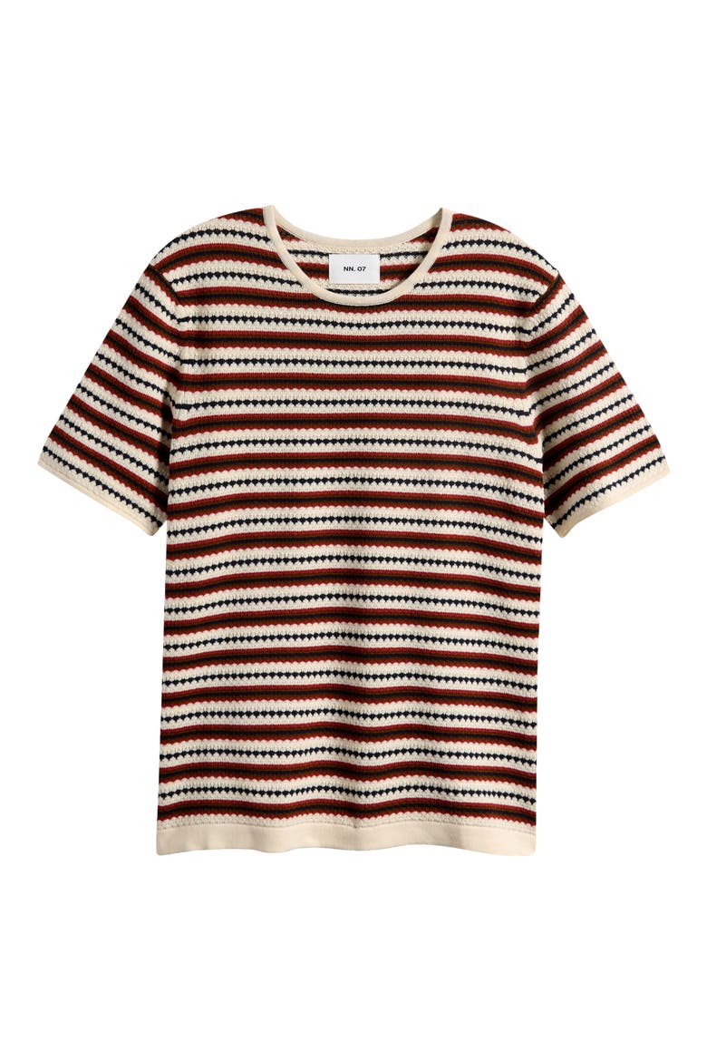 Bari 6686 Short Sleeve Organic Cotton Sweater, Alternate, color, IVORY MULTI