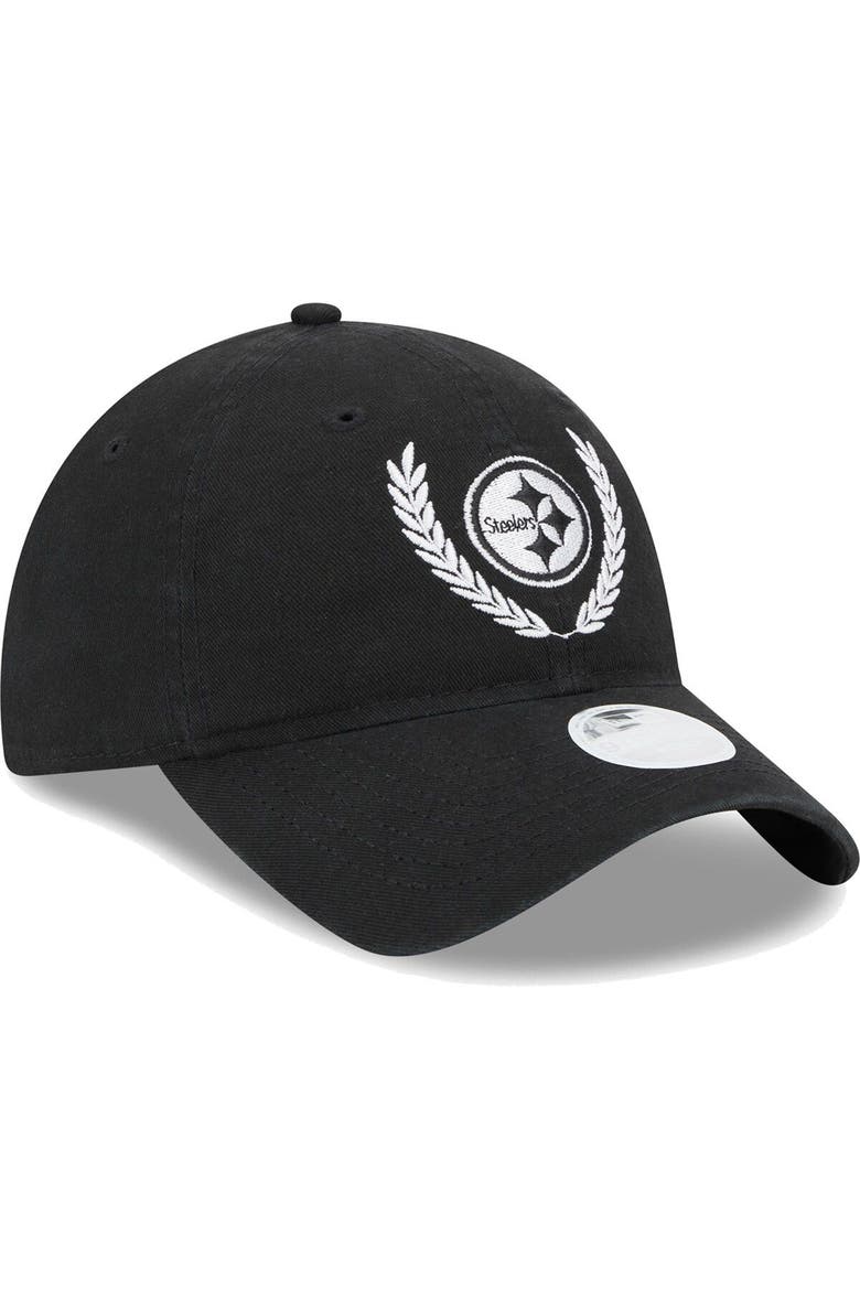 Women's New Era Black Pittsburgh Steelers Leaves 9TWENTY Adjustable Hat, Alternate, color, Black