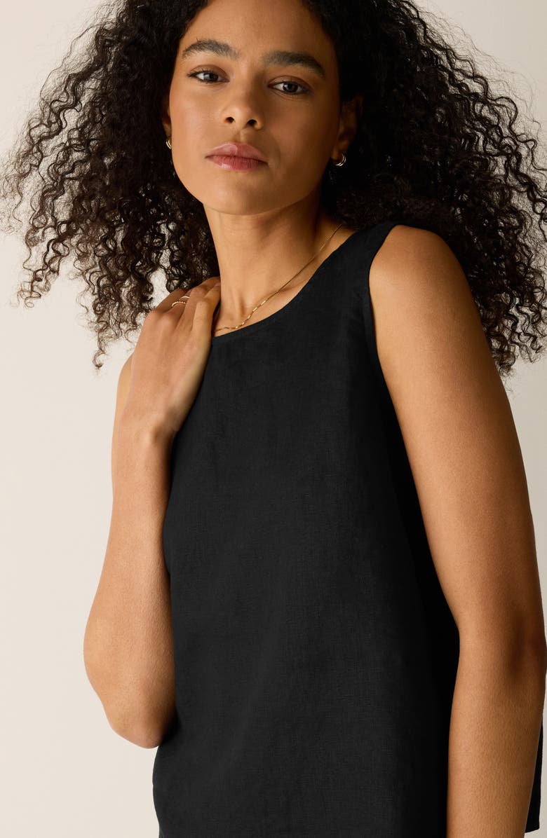 Eileen Fisher Organic Linen Shell, Alternate, color, Black