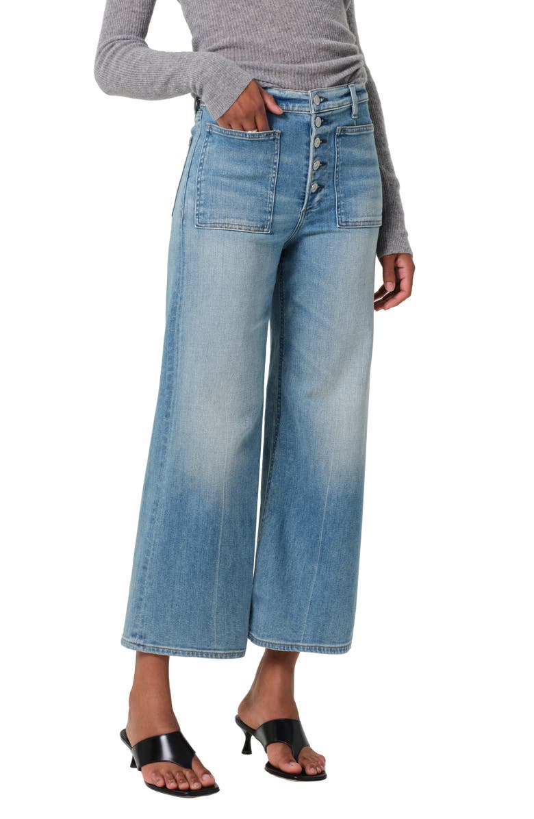 Citizens of Humanity Lyra Exposed Button High Waist Crop Wide Leg Jeans, Main, color, Splendor (Md Indigo)