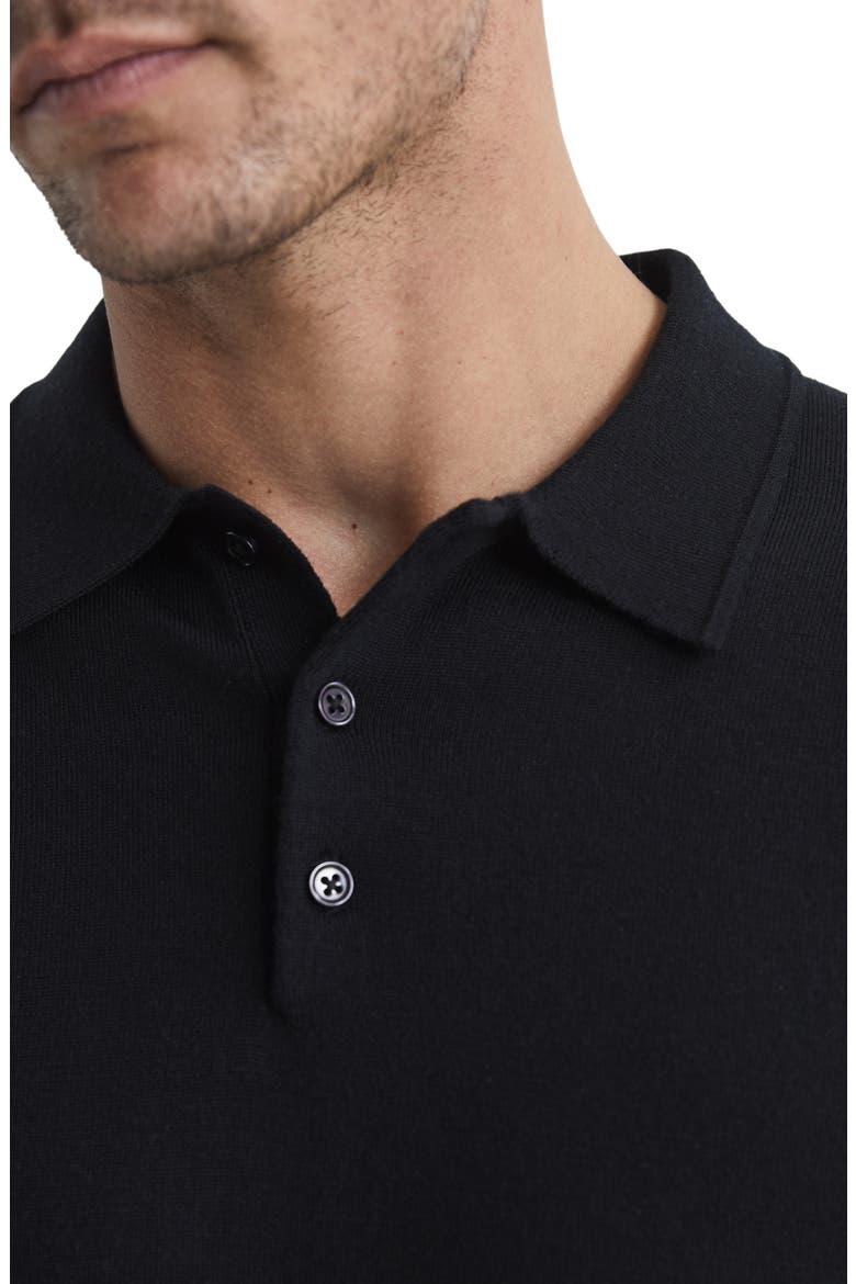 Trafford Long Sleeve Wool Polo Sweater, Alternate, color, BLACK