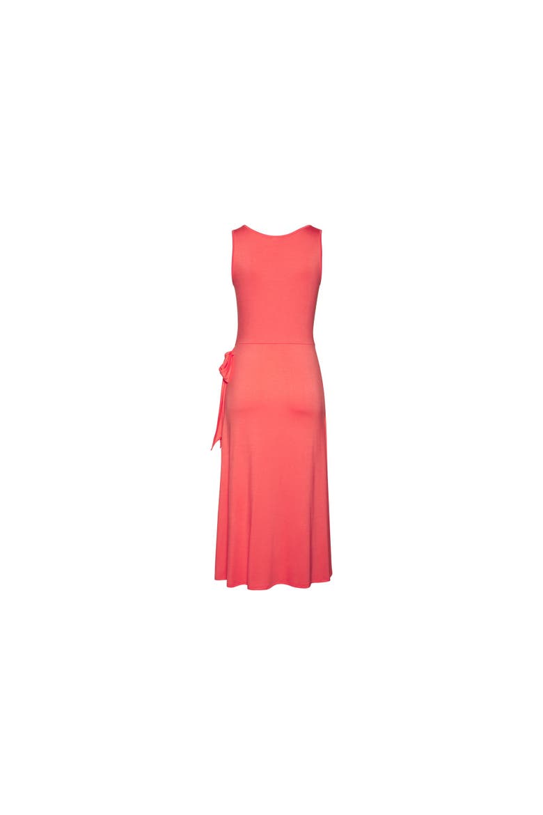 Sleeveless Wrap Look Dress, Alternate, color, Coral