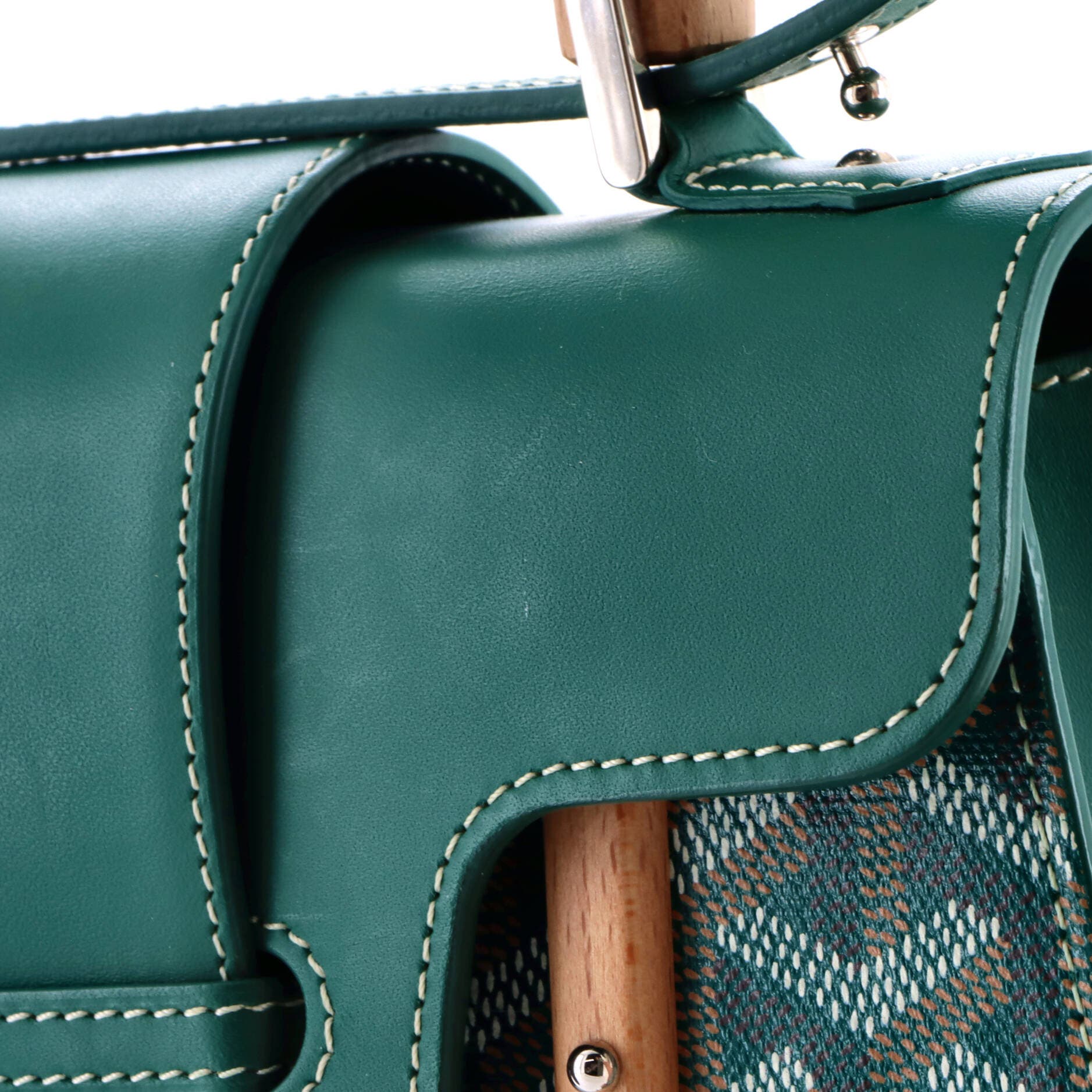 Structured Saigon Top Handle Bag Coated Canvas with Leather Mini, Alternate, color, Green