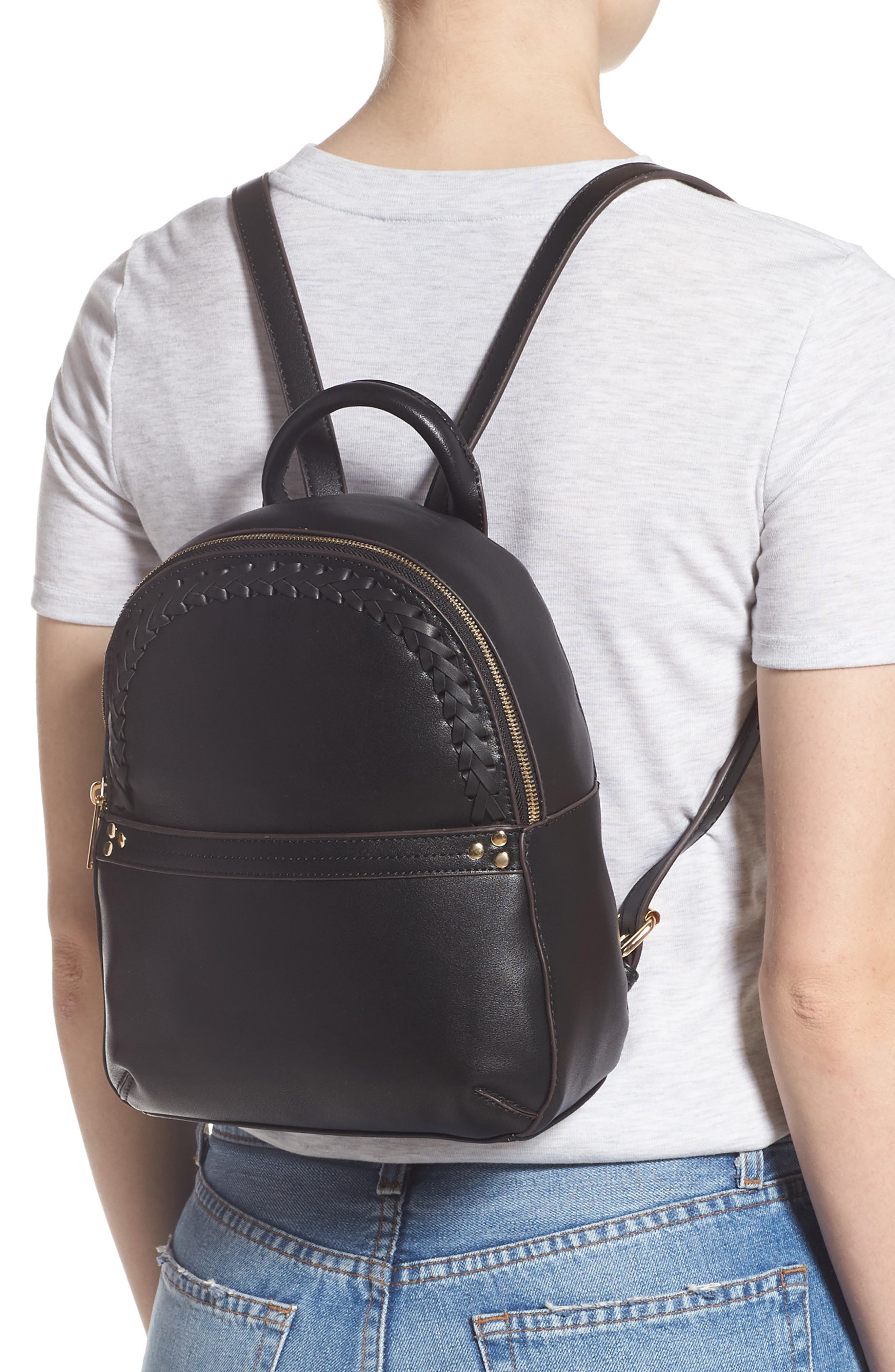 Dayla Faux Leather Backpack, Alternate, color, BLACK