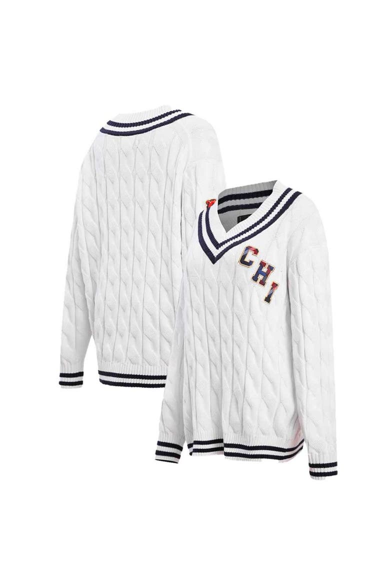 Women's Pro Standard  White Chicago Bears Prep V-Neck Pullover Sweater, Main, color, White