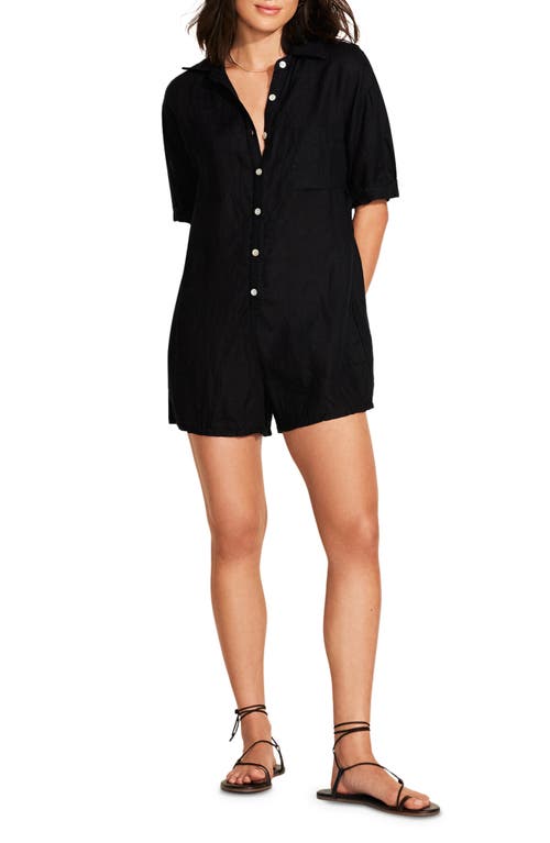 Shop Vitamin A ® Playa Linen Cover-up Romper In Black