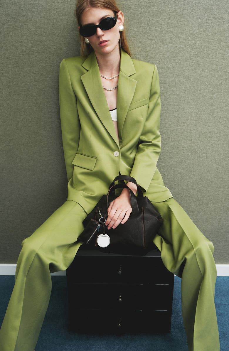 MANGO One-Button Blazer, Alternate, color, Lime Green