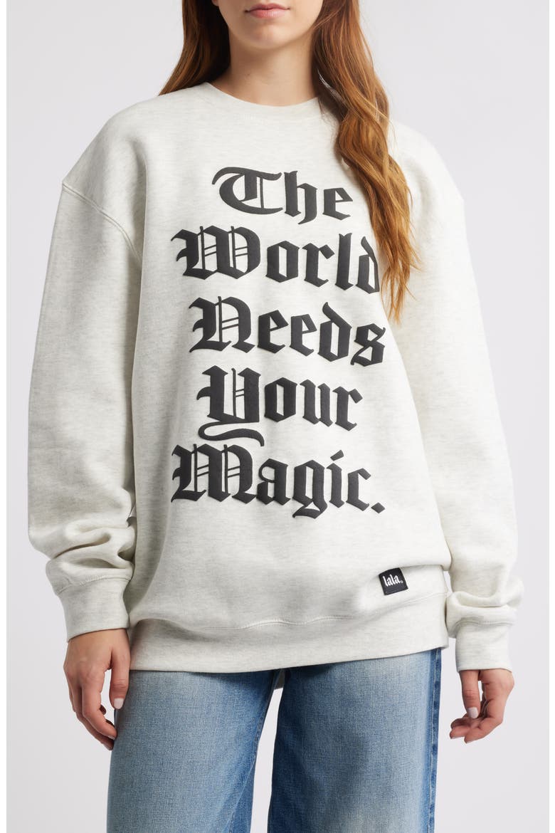 Magic Mantra Puff Print Graphic Sweatshirt, Main, color, OATMEAL