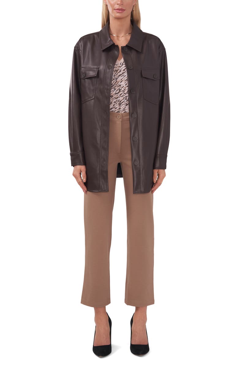 Halogen<sup>®</sup> Faux Leather Shirt Jacket, Alternate, color, Warm Espresso
