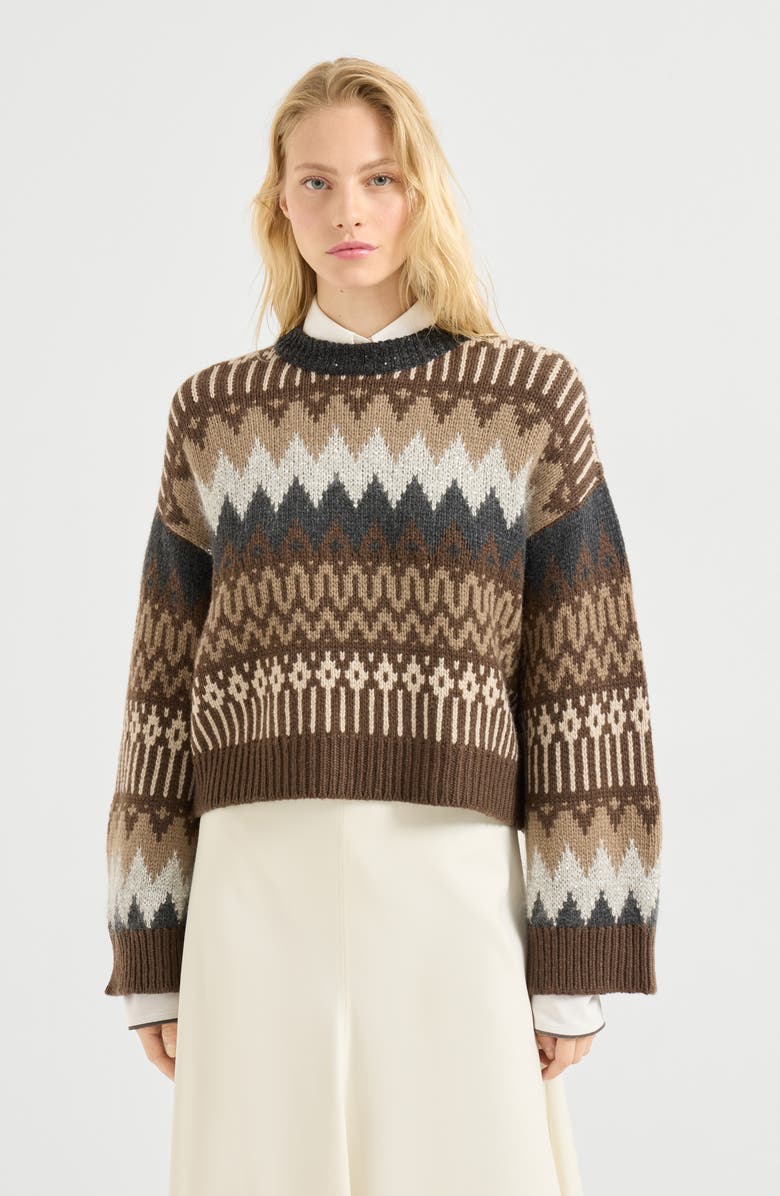 Brunello Cucinelli Dazzling mountain jacquard sweater, Alternate, color, 