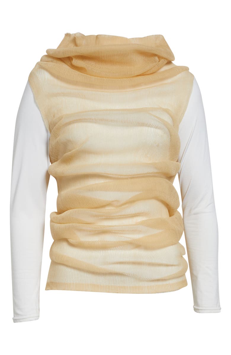 Rick Owens Transparent Ribbed Tube Top, Main, color, Sand