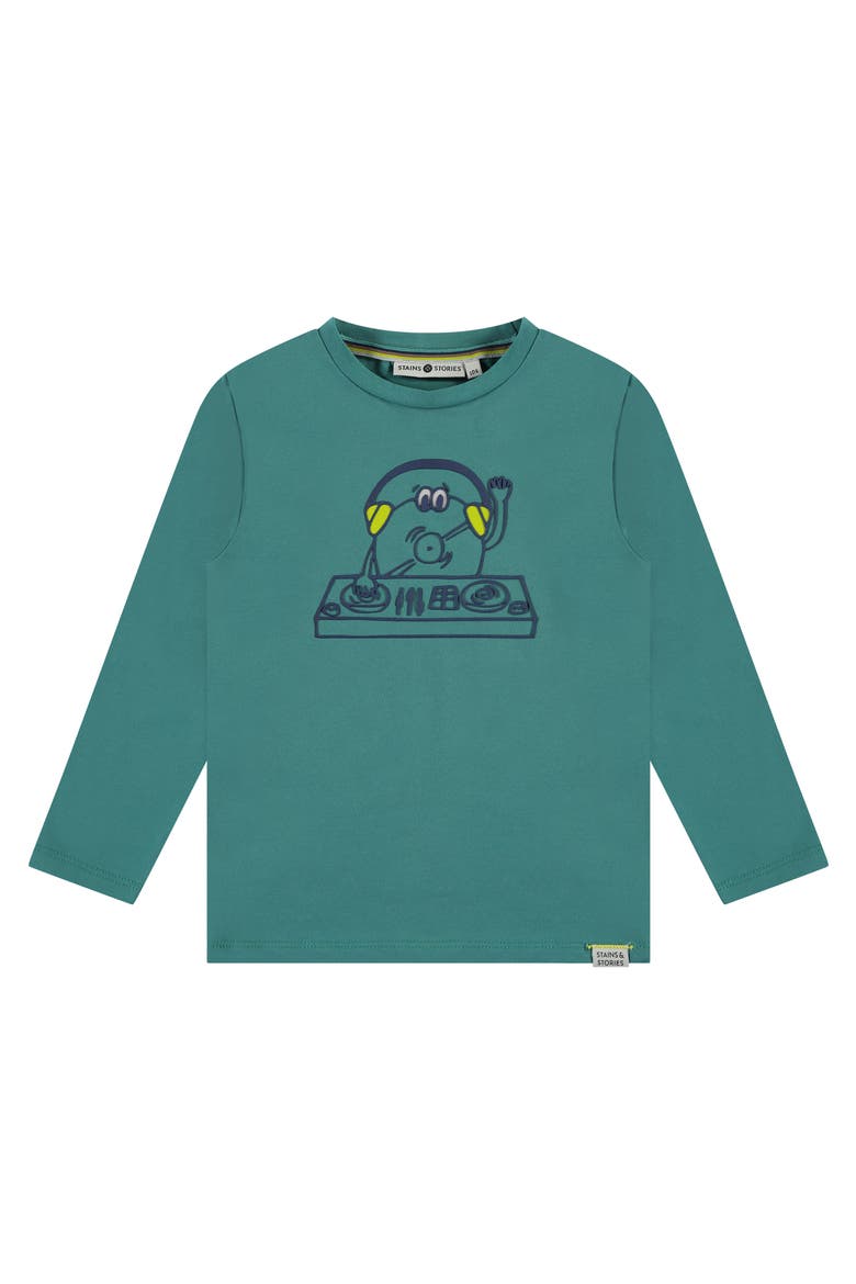 Raised Vinyl DJ Graphic Long Sleeve T-Shirt, Main, color, Smaragd