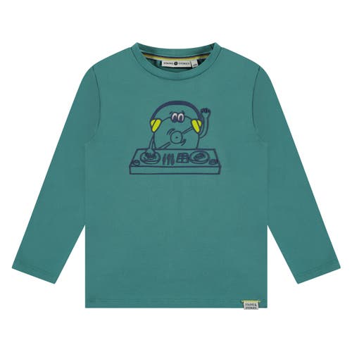 Stains And Stories By Babyface Kids' Raised Vinyl Dj Graphic Long Sleeve T-shirt In Green