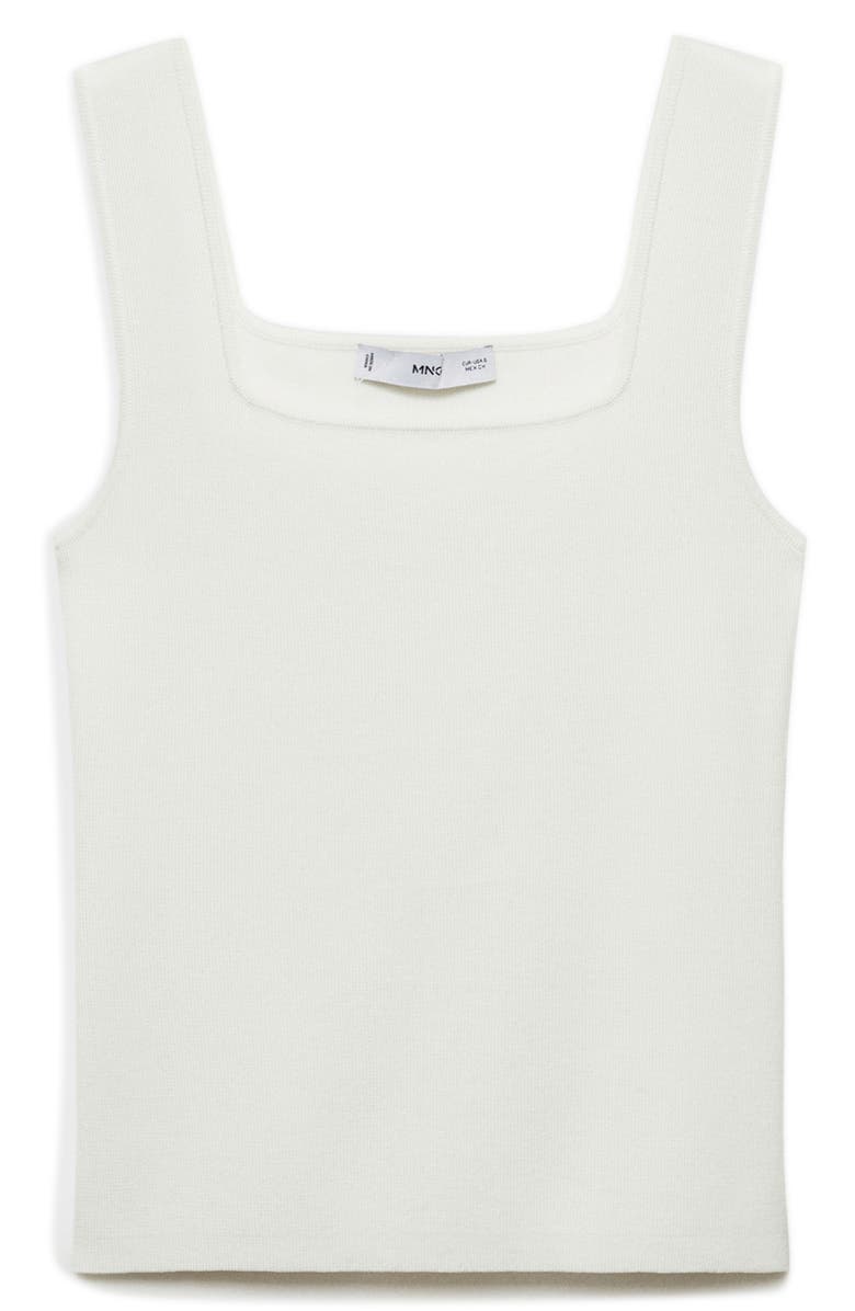 MANGO Fine Knit Square Neck Tank, Alternate, color, Off White