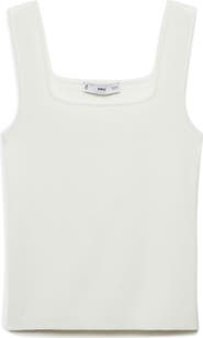MANGO Fine Knit Square Neck Tank