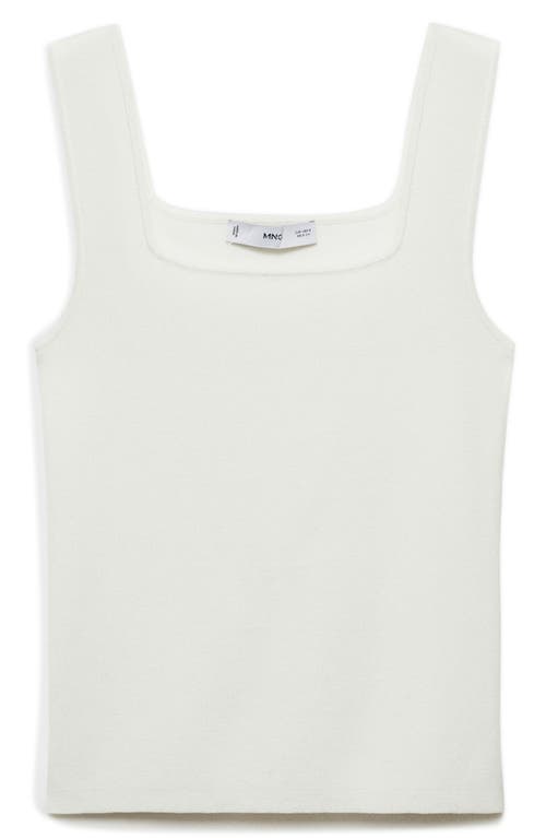 Mango Fine Knit Square Neck Tank In White