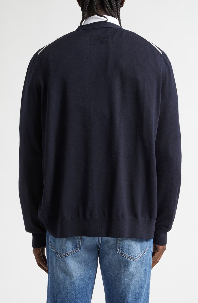 Givenchy Cotton V-Neck Cardigan, Alternate, color, Dark Navy
