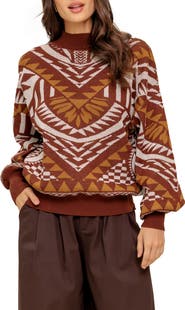 FLYING TOMATO Geometric Balloon Sleeve Sweater