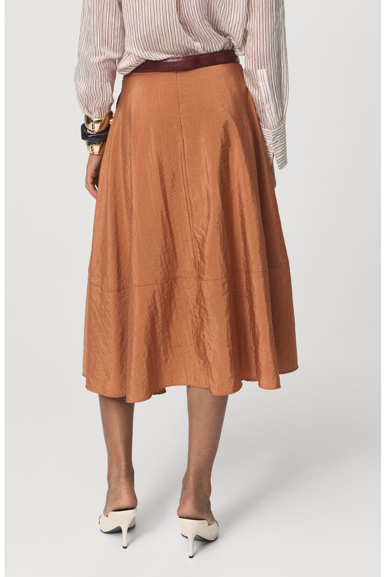 Satin Midi Skirt, Alternate, color, CARAMEL